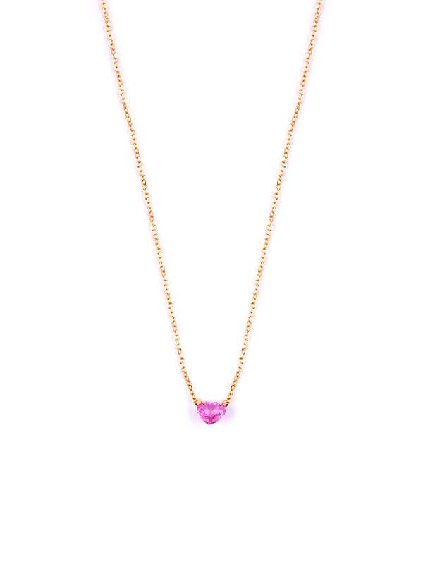 GIROCOLLO IN ORO ROSA 18KT CUORE CON ZAFFIRO ROSA