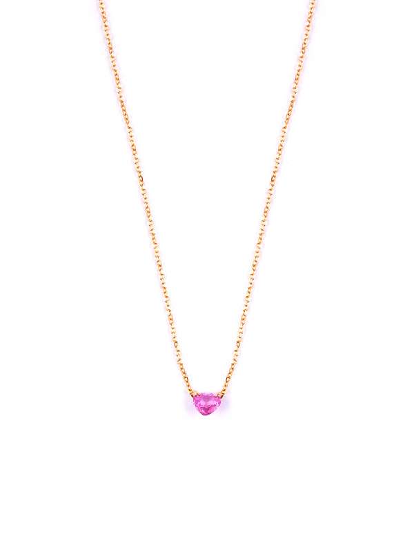 GIROCOLLO IN ORO ROSA 18KT CUORE CON ZAFFIRO ROSA