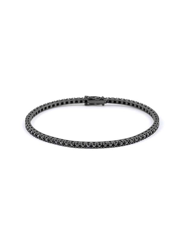 BRACCIALE TENNIS IN ORO BIANCO 18KT BRUNITO CON DIAMANTI NERI