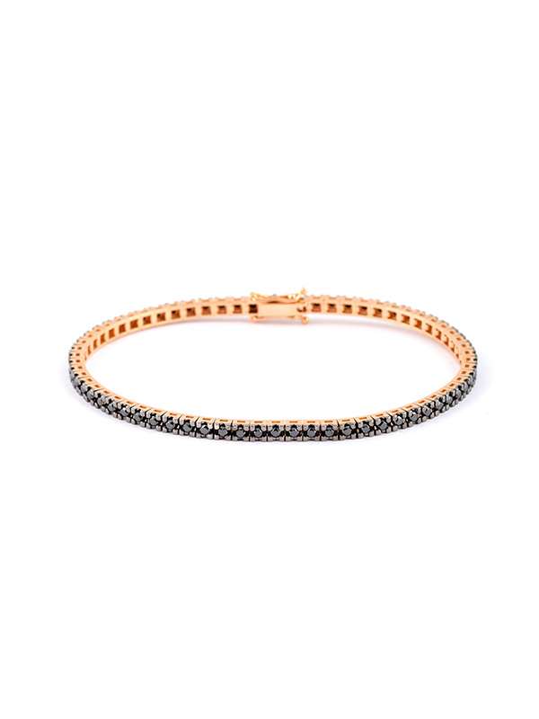 BRACCIALE TENNIS IN ORO ROSA 18KT CON DIAMANTI NERI