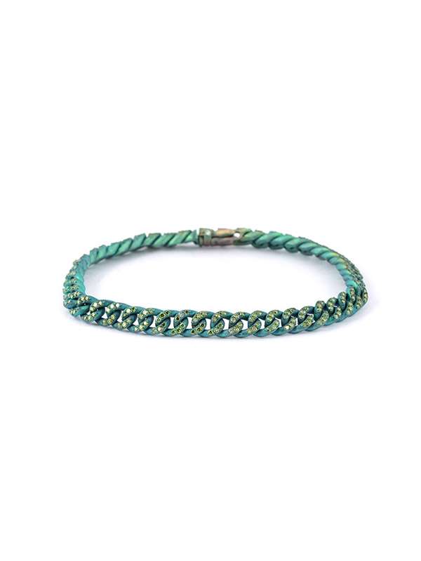 BRACCIALE GROUMETTE IN TITANIO CON DIAMANTI VERDI MODELLO S PICCOLO