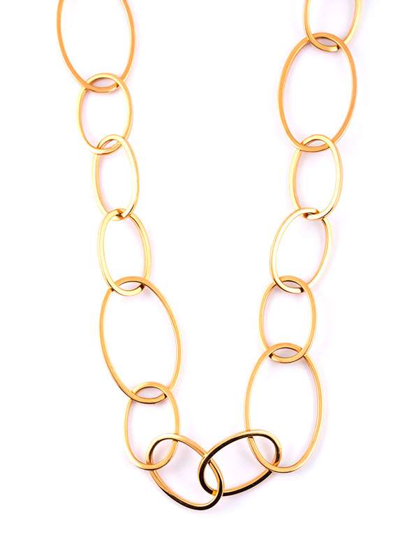 GIROCOLLO CATENA MAGLIA OVALI ALTERNATI 70CM IN ORO ROSA 18KT