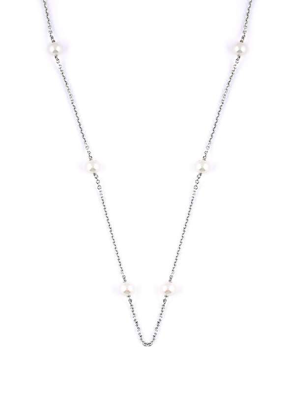 GIROCOLLO IN ORO BIANCO 18KT CON PERLE