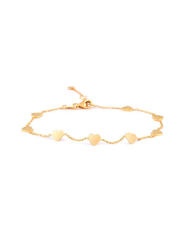 BRACCIALE CON 8 CUORI PICCOLI PIENI IN ORO ROSA 18KT