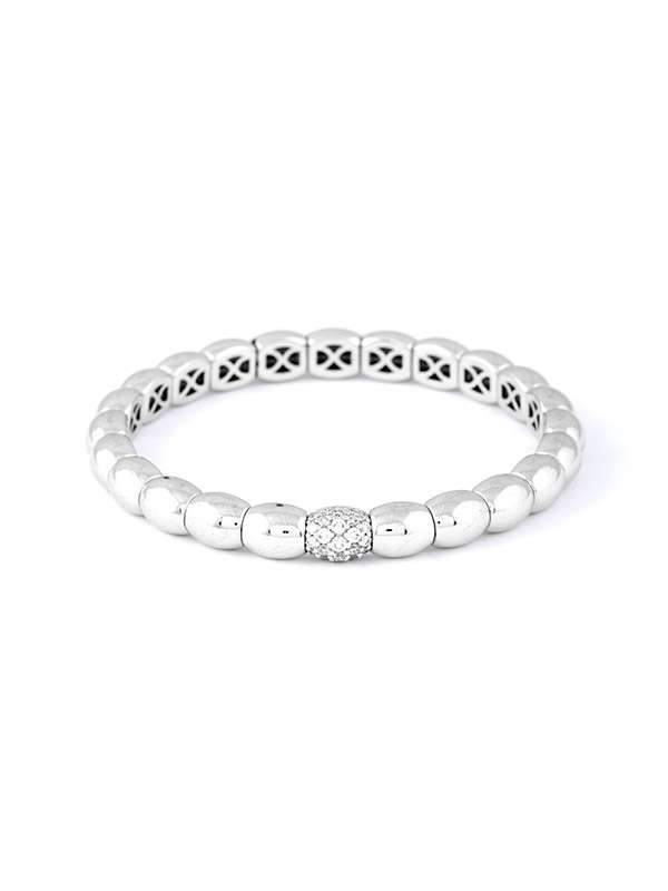 BRACCIALE ELASTICO ADAMAS IN ORO BIANCO 18KT CON DIAMANTI