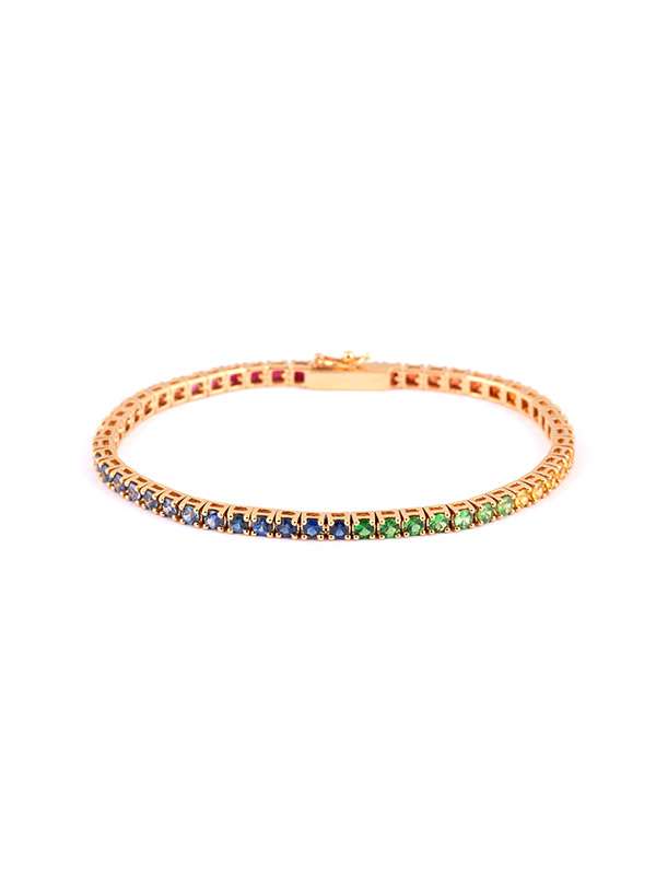 BRACCIALE TENNIS IN ORO ROSA 18KT CON ZAFFIRI MULTICOLORE