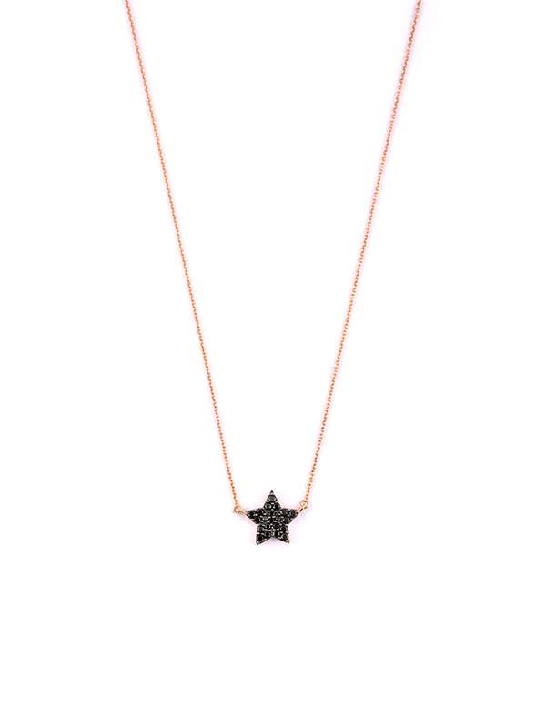 GIROCOLLO IN ORO ROSA 18KT STELLA CON DIAMANTI NERI