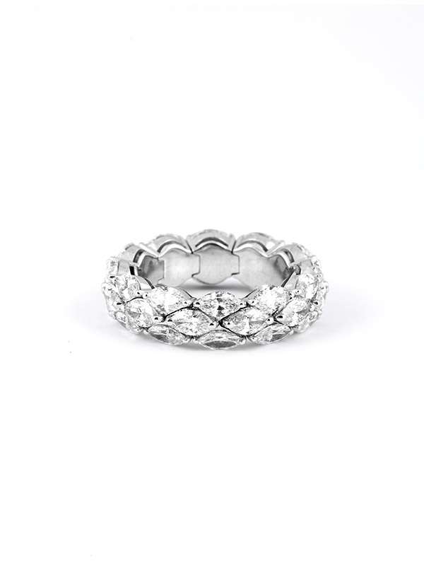 ANELLO ELASTICO IN ORO BIANCO 18KT CON DIAMANTI MARQUISE