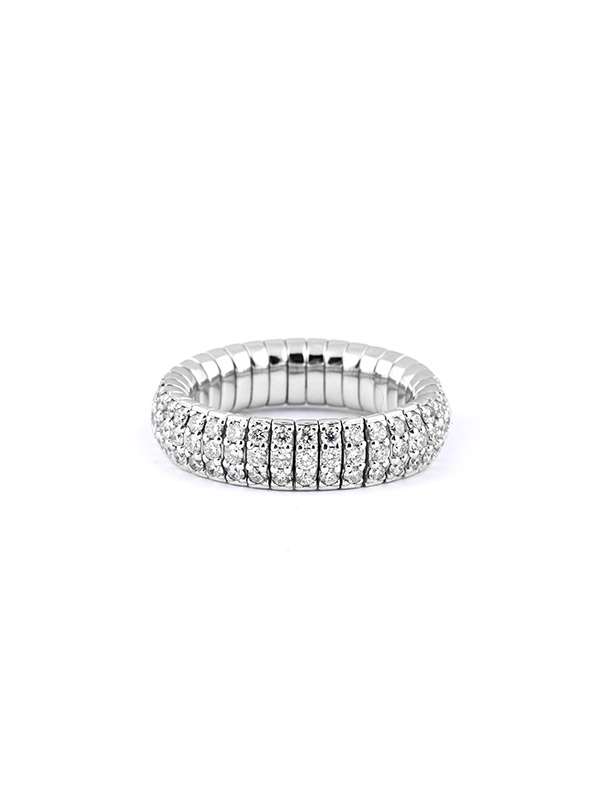 ANELLO ELASTICO IN ORO BIANCO 18KT CON DIAMANTI BIANCHI