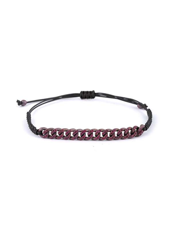 BRACCIALE CORDINO CON GROUMETTE IN TITANIO E RUBINI PASSION MODELLO S PICCOLO