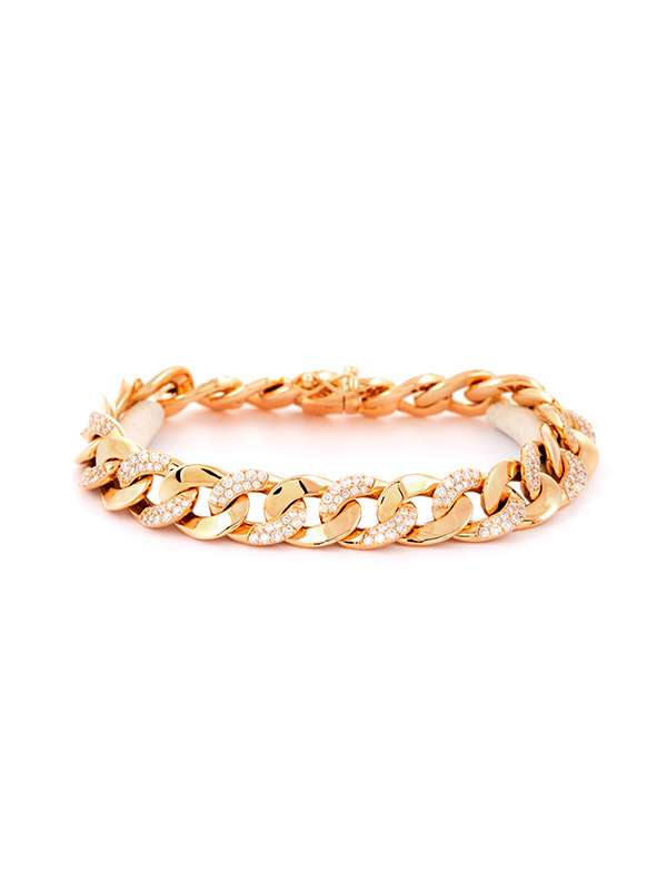 BRACCIALE GROUMETTE IN ORO ROSA 18KT CON DIAMANTI BIANCHI ALTERNATI