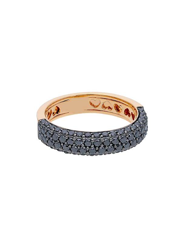 ANELLO FASCIA IN ORO ROSA 18KT CON PAVE' DI DIAMANTI NERI