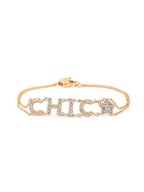 BRACCIALE IN ORO ROSA 18KT SCRITTA CHIC CON DIAMANTI