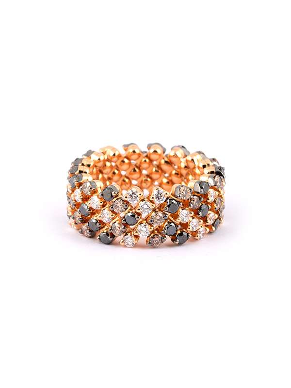 SERAFINO CONSOLI ANELLO MULTIMISURA IN ORO ROSA 18KT DIAMANTI BIANCHI NERI E BROWN RMS 5F4RBGWDBDBRD