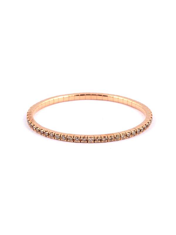 BRACCIALE TENNIS ELASTICO IN ORO ROSA 18KT CON DIAMANTI BROWN