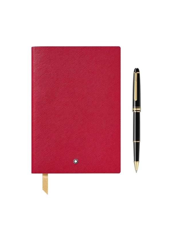 SET REGALO MONTBLANC CON ROLLER MEISTERSTÜCK GOLD-COATED CLASSIQUE E BLOCCO NOTE ROSSO ID. 12375