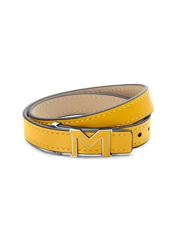 BRACCIALE LOGO MONTBLANC M IN PELLE GIALLA E ACCIAIO ID. 129499