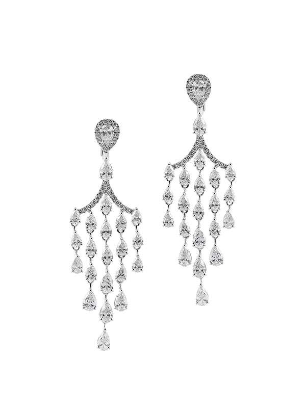 ORECCHINI IN ORO BIANCO 18KT GOCCINE E DIAMANTI BIANCHI