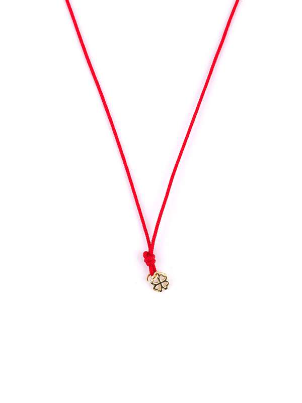 GIROCOLLO CON CORDINO E QUADRIFOGLIO IN FILO IN ORO GIALLO 9KT