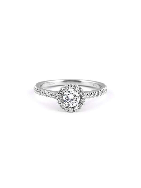 ANELLO IN ORO BIANCO 18KT CON DIAMANTE E DIAMANTI