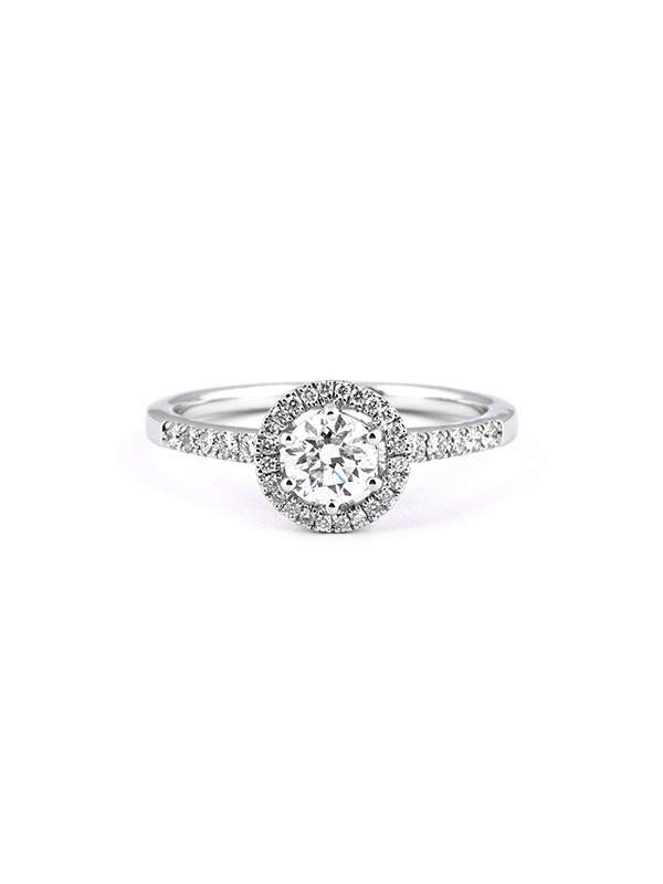 ANELLO IN ORO BIANCO 18KT CON DIAMANTE E DIAMANTI