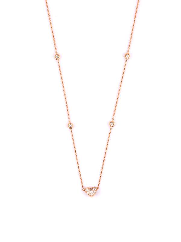 GIROCOLLO IN ORO ROSA 18KT CUORE CON DIAMANTI E DIAMANTI