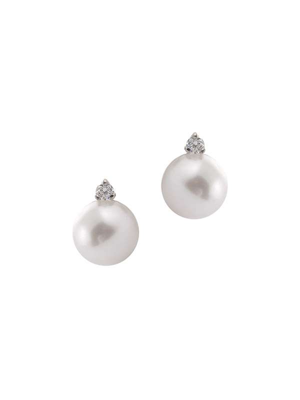 ORECCHINI LOBO IN ORO BIANCO 18KT CON PERLA 6,5/7,0 E DIAMANTI