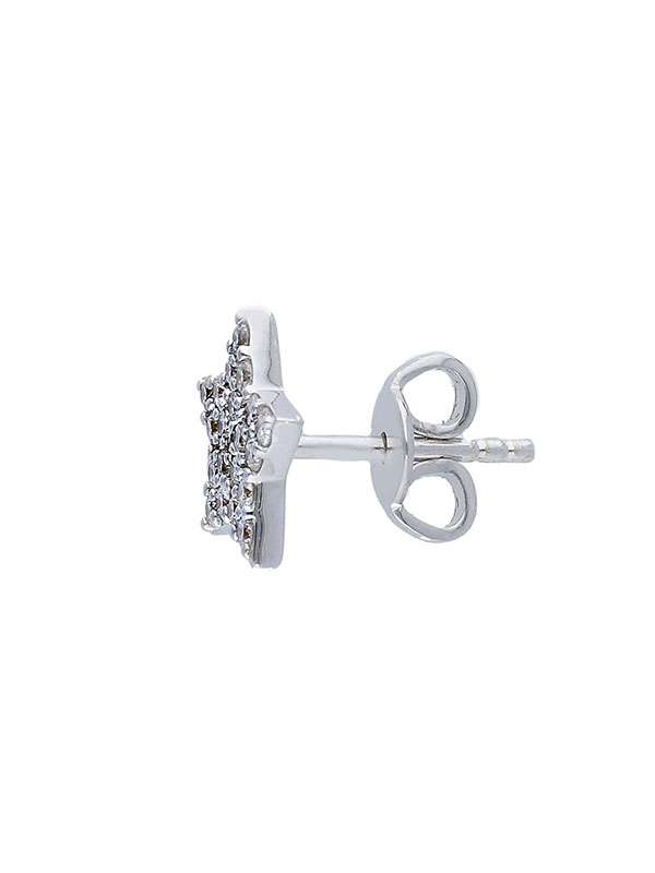 ORECCHINI LOBO IN ORO BIANCO 18KT STELLA CON PAVE' DI DIAMANTI