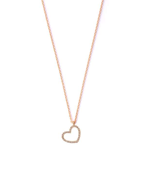 GIROCOLLO IN ORO ROSA 18KT CUORE VUOTO CON DIAMANTI