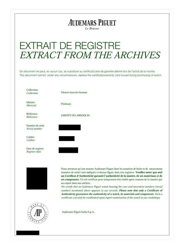 AUDEMARS PIGUET HUITIEME PERPETUAL CALENDAR CON ESTRATTO 40MM IN PLATINO REF. 25695PT