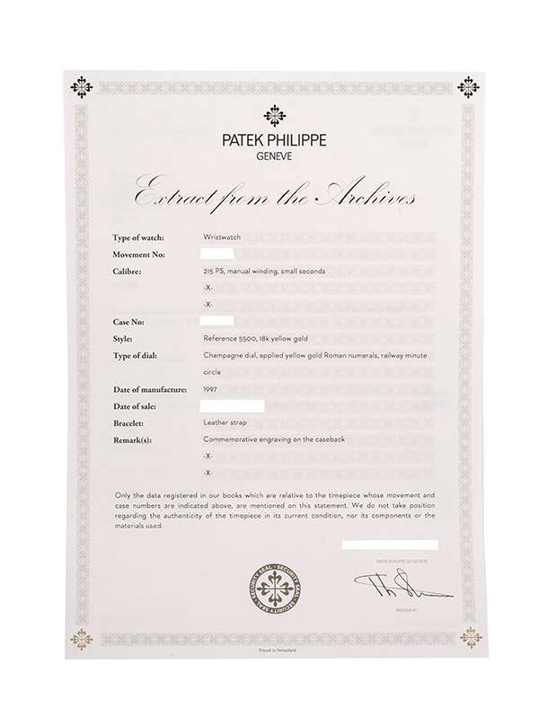 PATEK PHILIPPE PAGODA IN ORO GIALLO 18KT CON ESTRATTO REF. 5500J