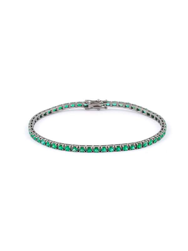 BRACCIALE TENNIS IN ORO BIANCO BRUNITO 18KT CON SMERALDI