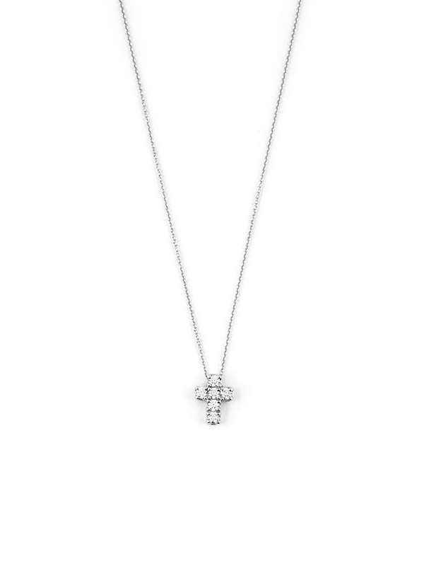 GIROCOLLO IN ORO BIANCO 18KT CROCE DI DIAMANTI