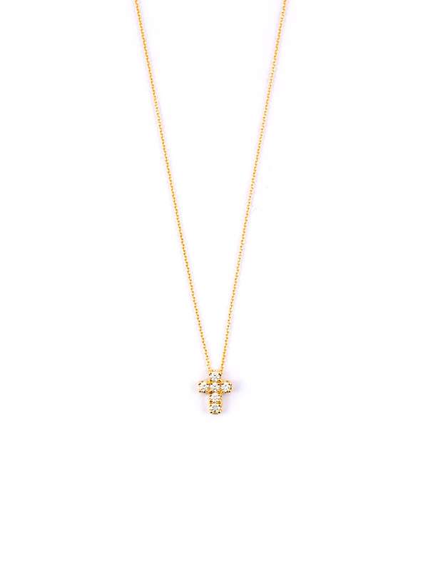 GIROCOLLO IN ORO GIALLO 18KT CON CROCE DI DIAMANTI BIANCHI