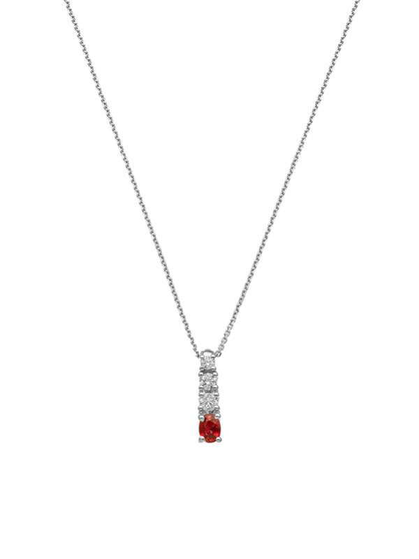 GIROCOLLO IN ORO BIANCO 18KT CON RUBINO TAGLIO OVALE E DIAMANTI