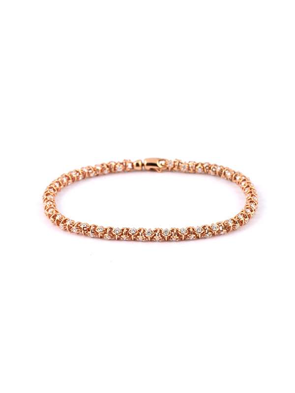 BRACCIALE MAGLIA MORBIDA LINEA LUMINE' IN ORO ROSA 18KT CON DIAMANTI