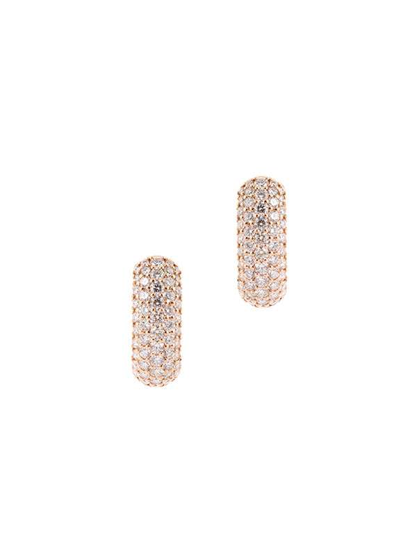 ORECCHINI OVALI IN ORO ROSA 18KT CON PAVE' DI DIAMANTI