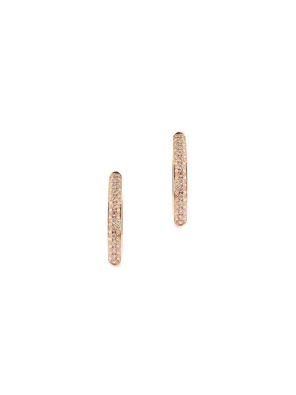 ORECCHINI OVALI IN ORO ROSA 18KT CON PAVE' DI DIAMANTI
