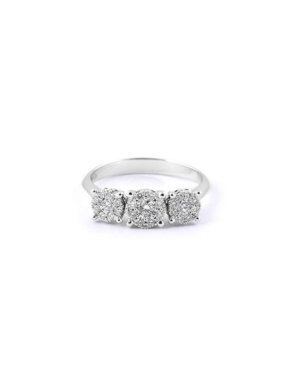 ANELLO TRILOGY ROSETTA A SCALARE IN ORO BIANCO 18KT CON DIAMANTI
