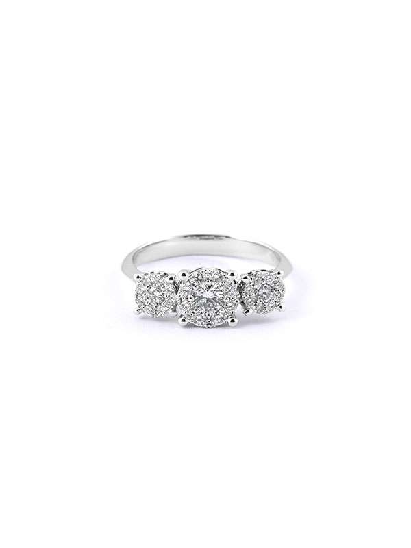 ANELLO TRILOGY ROSETTA A SCALARE IN ORO BIANCO 18KT CON DIAMANTI