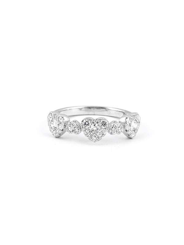ANELLO IN ORO BIANCO 18KT CUORI DI DIAMANTI