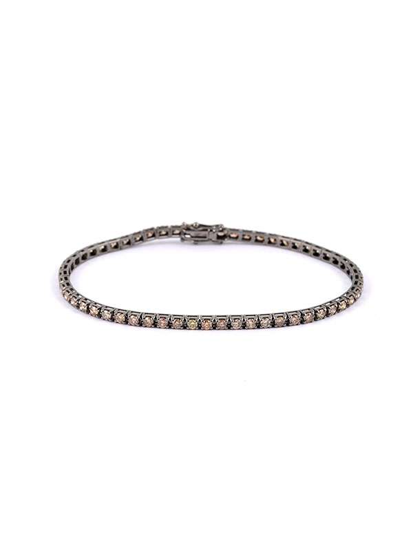 BRACCIALE IN ORO BIANCO BRUNITO 18KT CON DIAMANTI BROWN