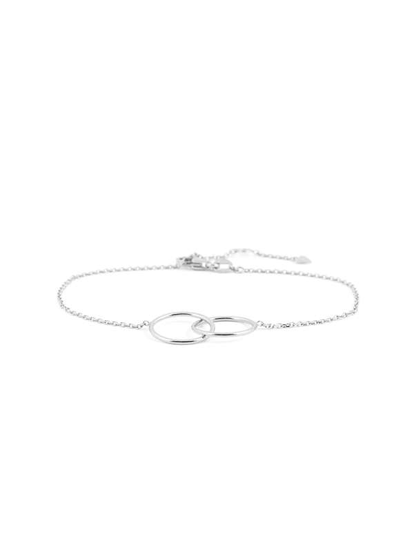 BRACCIALE IN ORO BIANCO 18KT CON DUE ANELLI VUOTI INTRECCIATI