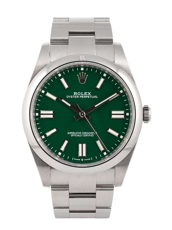 ROLEX OYSTER PERPETUAL GREEN DIAL 41MM IN ACCIAIO REF. 124300