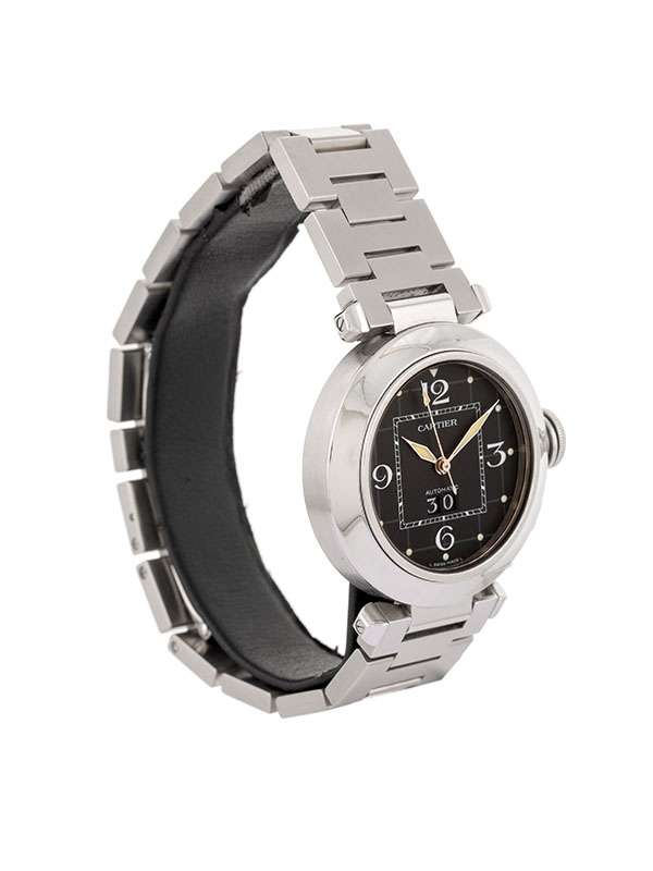 CARTIER PASHA C BIG DATE BLACK DIAL 35MM IN ACCIAIO REF. 2475