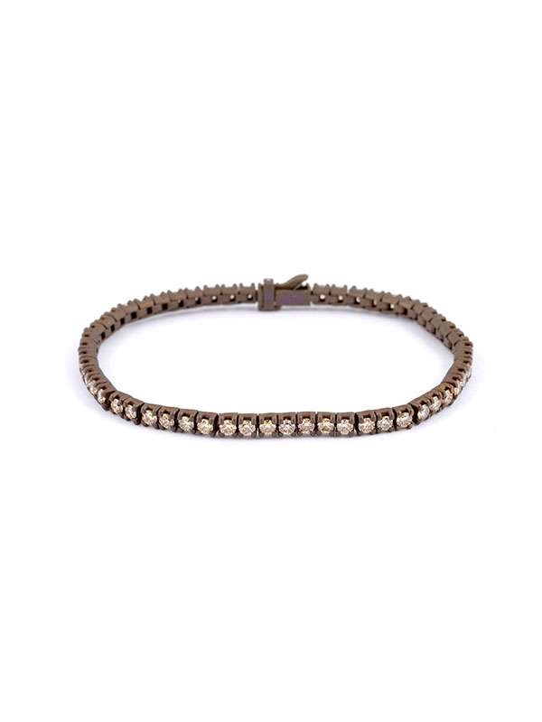 BRACCIALE TENNIS IN TITANIO COFFEE CON DIAMANTI BROWN