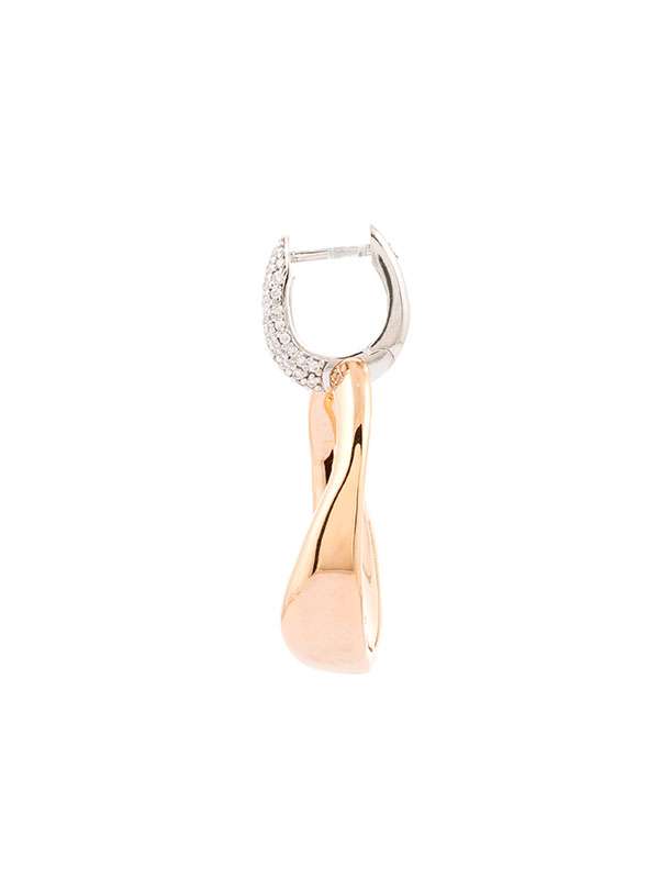 ORECCHINI IN ORO ROSA E ORO BIANCO 18KT CON PAVE' DI DIAMANTI