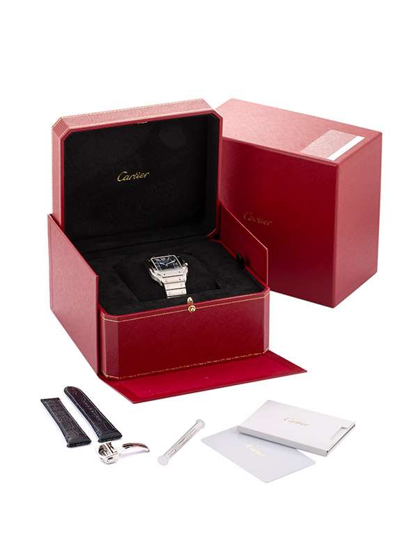 CARTIER SANTOS DE CARTIER MODELLO MEDIO BLU IN ACCIAIO REF. WSSA0063