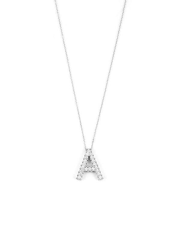 GIROCOLLO IN ORO BIANCO 18KT LETTERA A DOLCEVITA DI DIAMANTI
