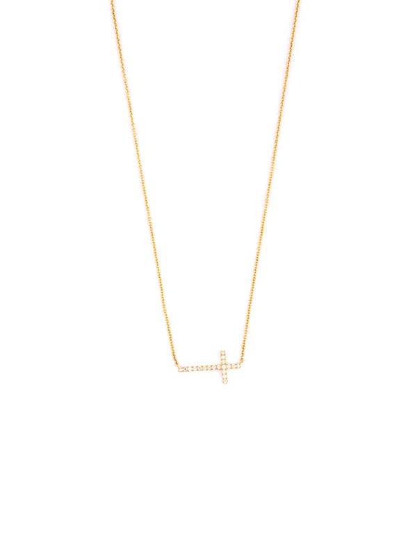 GIROCOLLO IN ORO GIALLO 18KT CROCE DI DIAMANTI